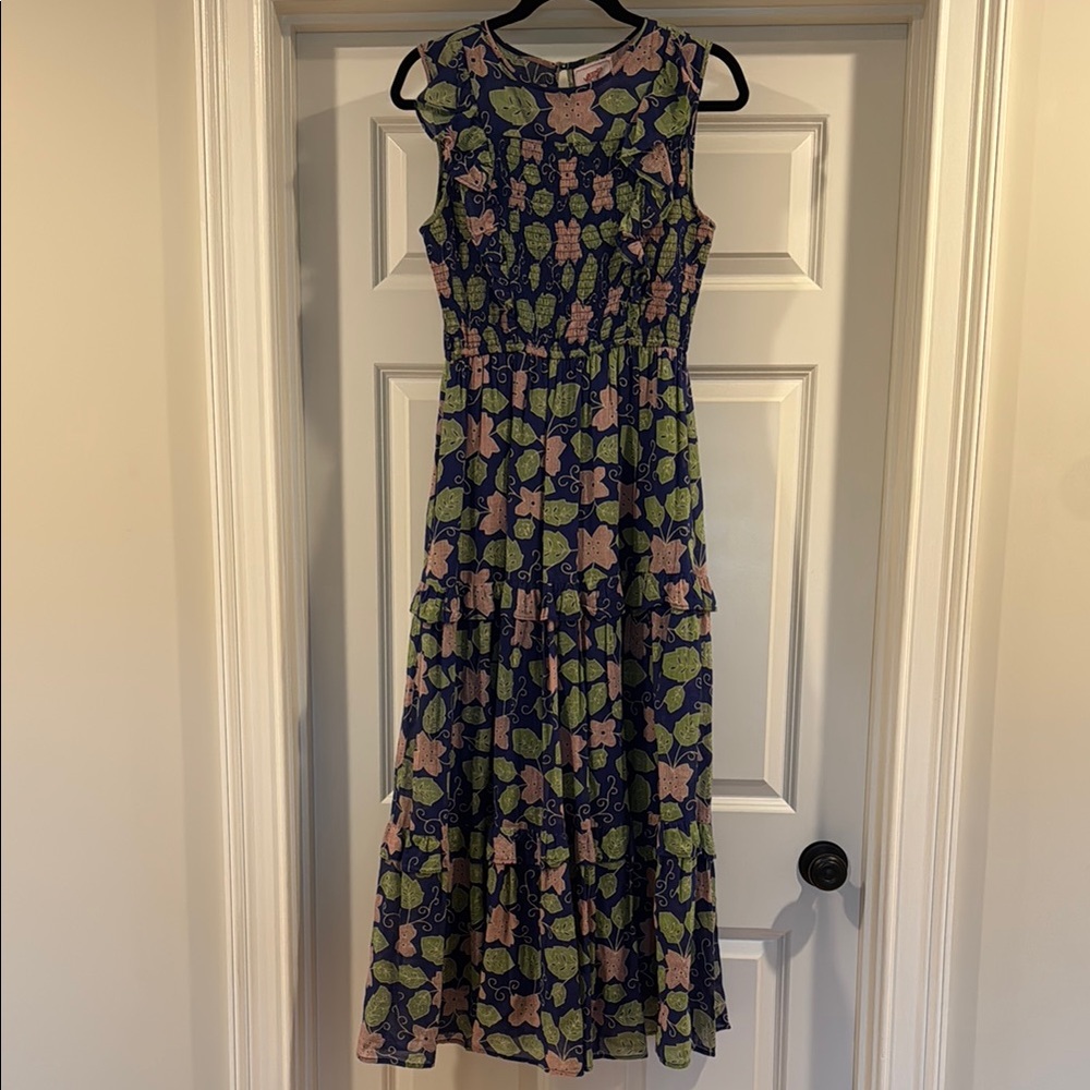 WOMENS size S Banjanan Floral Sleeveless Maxi Dress - Blue and Green